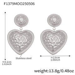 18K Gold-Plated Textured Heart Drop Earrings