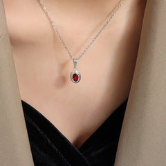 Faceted Red or Green Stone Necklace or Ring