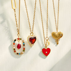 Geometric and Heart Pendant Necklace Collection