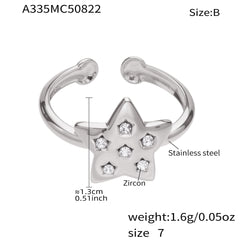 18K Gold-Plated Star and Oval Open Ring Designs