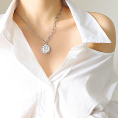 Portrait Coin Pendant Necklace