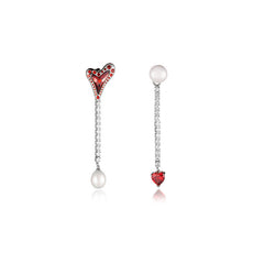 Marielle Asymmetric Pearl Heart Stud Earrings