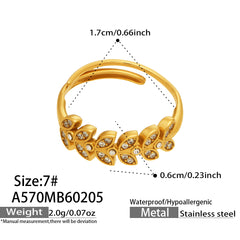 Leaf Cubic Zirconia & Double-Line Open Rings