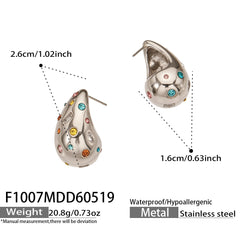 18K Gold-Plated Stone or Shell-Pearl-Look Earrings