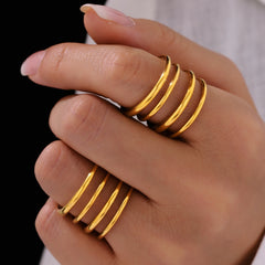 18K Gold-Plated Multi-Row Open Ring