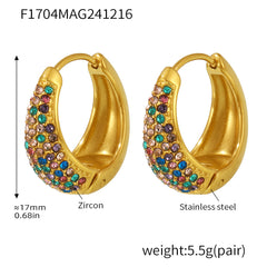 18K Gold-Plated Color Cubic Zirconia Rounded Hoops
