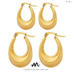 Gold-Tone Sculptural U-Shaped Hoop Earrings