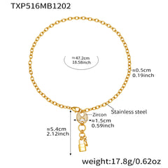 18K Gold-Plated Lock and Key Chain Necklace or Bracelet