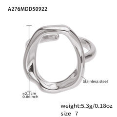 18K Gold-Plated Star and Oval Open Ring Designs