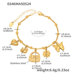 Gold-Tone Cubic Zirconia Charm Bracelet or Anklet