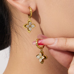 Four-Petal Cubic Zirconia Flower Jewelry
