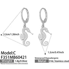 18K Gold-Plated Cubic Zirconia Seahorse Earrings