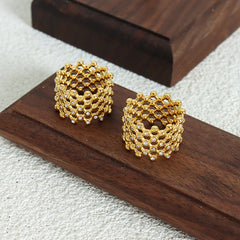 18K Gold-Plated Openwork Rhinestone Band Ring