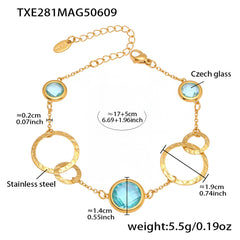 Round Colored Glass Link Bracelet