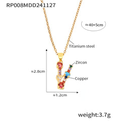 Color Cubic Zirconia Initial Pendant Charm