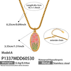 18K Gold-Plated Floral Enamel Pendant Necklace