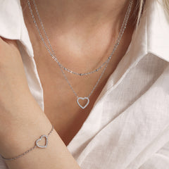 Cubic Zirconia Heart Necklace and Bracelet