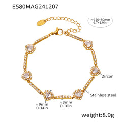 18K Gold-Plated Cubic Zirconia Heart Station Bracelet