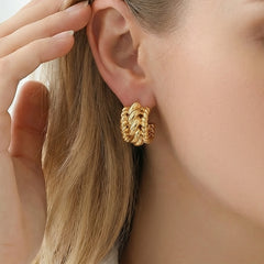 Twisted Knot Stud Hoop Earrings