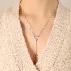 Coin and Cross Charm Necklace