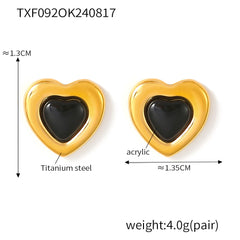 Black Heart Necklace or Stud Earrings