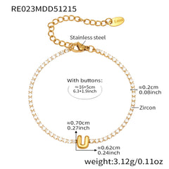 Cubic Zirconia Initial Chain Bracelet
