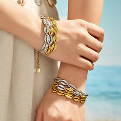 18K Gold-Plated Shell Motif Link Bracelet
