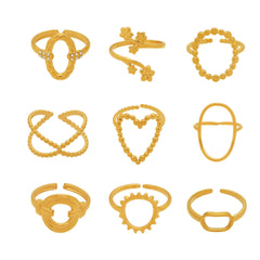Gold-Tone Geometric Open Ring Designs