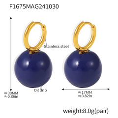Polished or Enamel Ball Drop Earrings