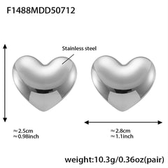Sculptural Round or Heart Stud Earrings