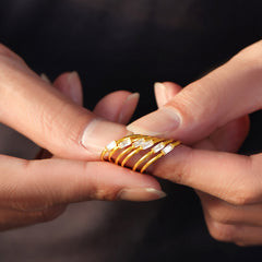 Gold-Tone Rectangular Cubic Zirconia Slim Ring
