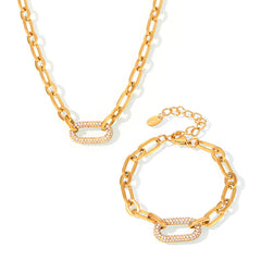 Cubic Zirconia Open Link Necklace and Bracelet