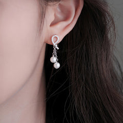 Camille Pearl Pavé Tassel Drop Earrings