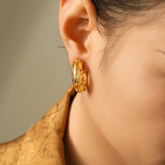 18K Gold-Plated Openwork C-Hoop Earrings