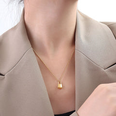 Polished Lock Pendant Necklace
