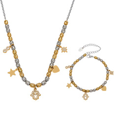 Two-Tone Charm Necklace & Bracelet