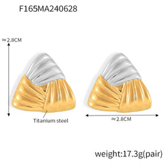 Two-Tone Sculptural Geometric Stud Earrings