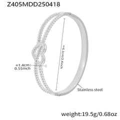 Double Line Heart Detail Bangle Bracelet