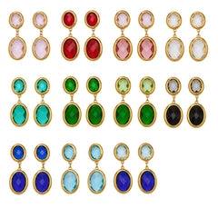 Faceted Oval Glass Drop Earrings