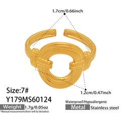 Gold-Tone Geometric Open Ring Designs