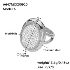 18K Gold-Plated Clover or Oval Stone-Set Ring