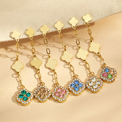 18K Gold-Plated Cubic Zirconia Flower Drop Earrings