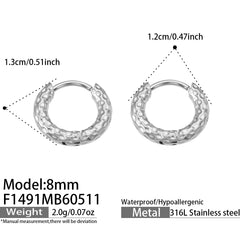 Textured Stainless Steel Hoop Earrings