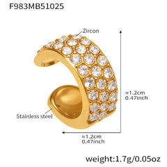 18K Gold-Plated Fishbone Earrings and Ear Cuff