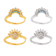 Sun or Moon Cubic Zirconia Open Ring