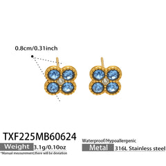 Color Four-Petal Cubic Zirconia Necklace and Earrings