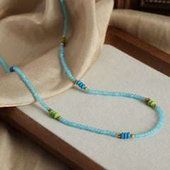 Blue-Green Stone Beaded Necklace Designs