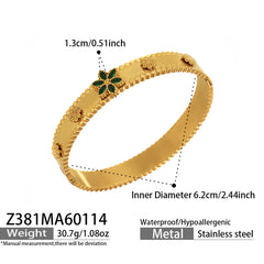 Floral Glass and Cubic Zirconia Clasp Bangles