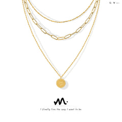 Gold-Tone Letter Coin Pendant Necklace