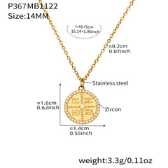 Round Cubic Zirconia Coin Pendant Necklace